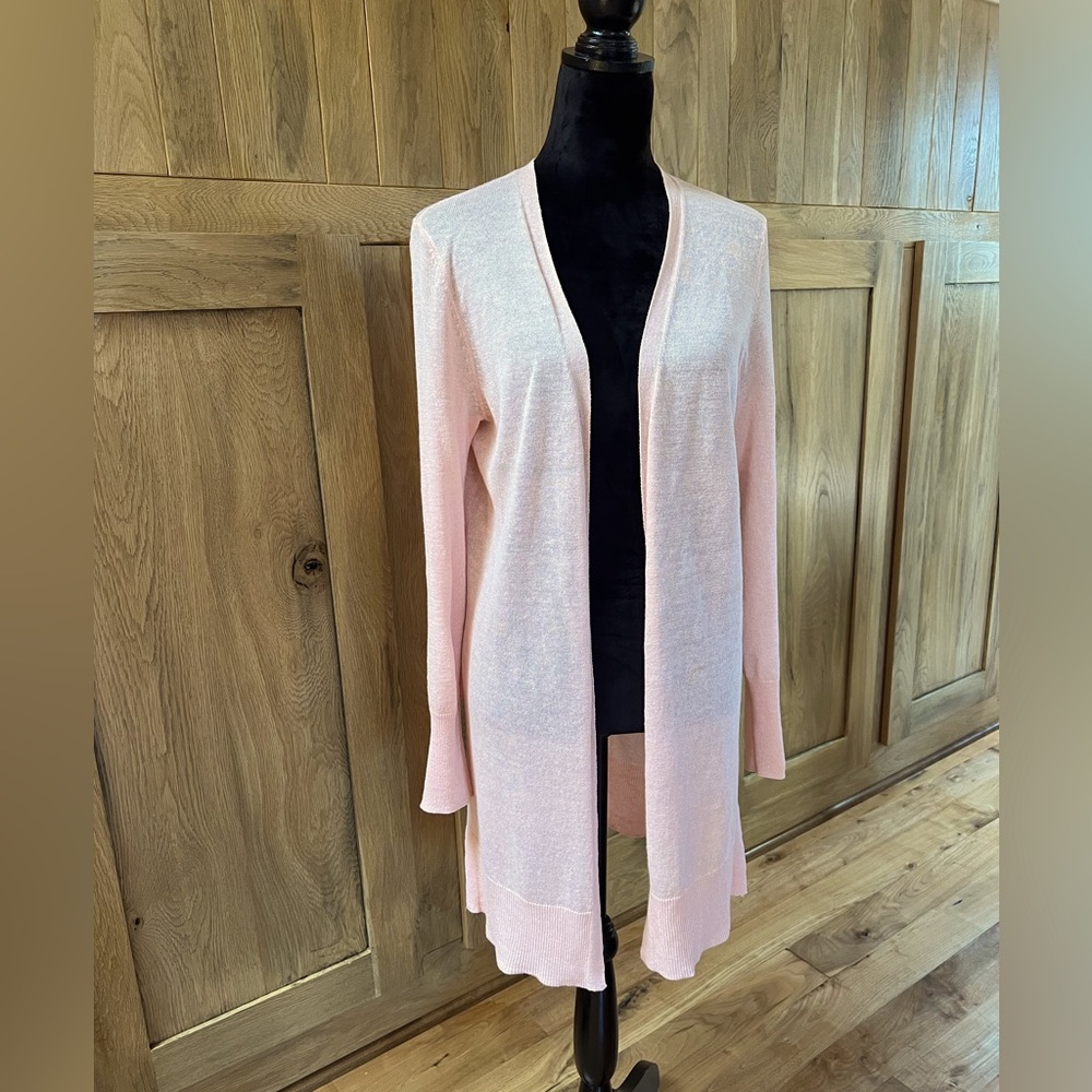 Halogen Summer Cardigan, soft pink, linen blend